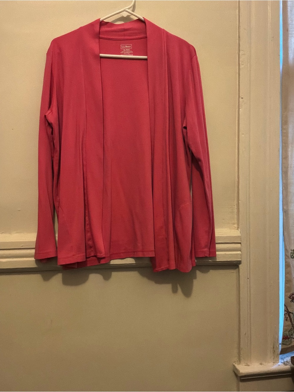 L.L. Bean Women's Open Draped Cardigan in Coral Pink
